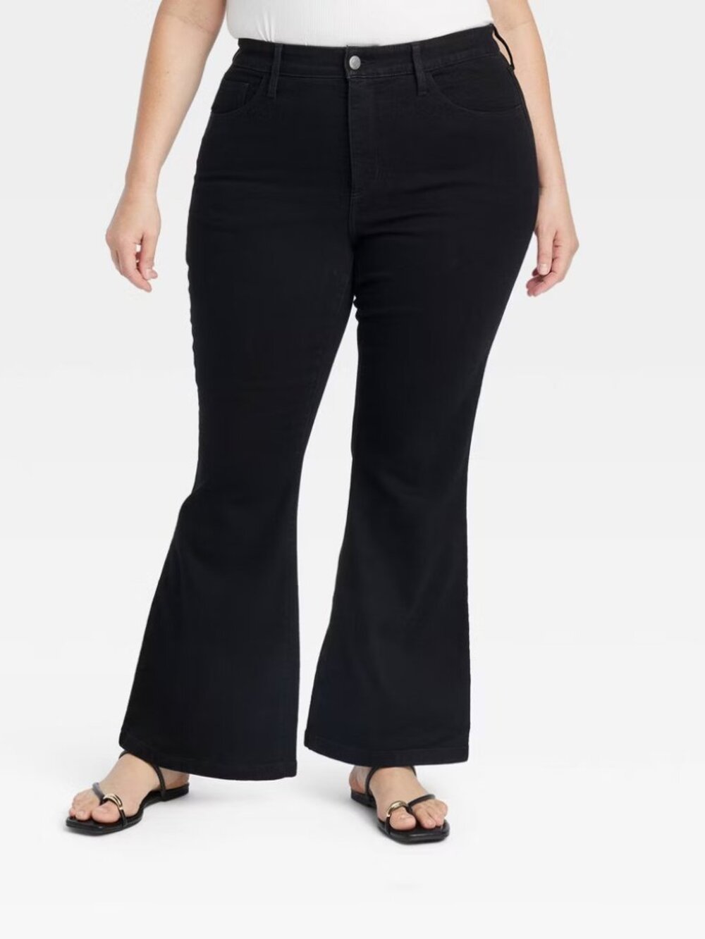 NWT Ava & Viv Black High Rise Flare Jeans Denim Plus Size 22 - Picture 2 of 13